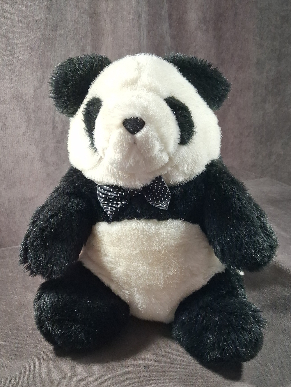 Vintage Gund 2025 "Domino" Panda Bear with Polka Dot Bow Tie Plush VG 12" 1993